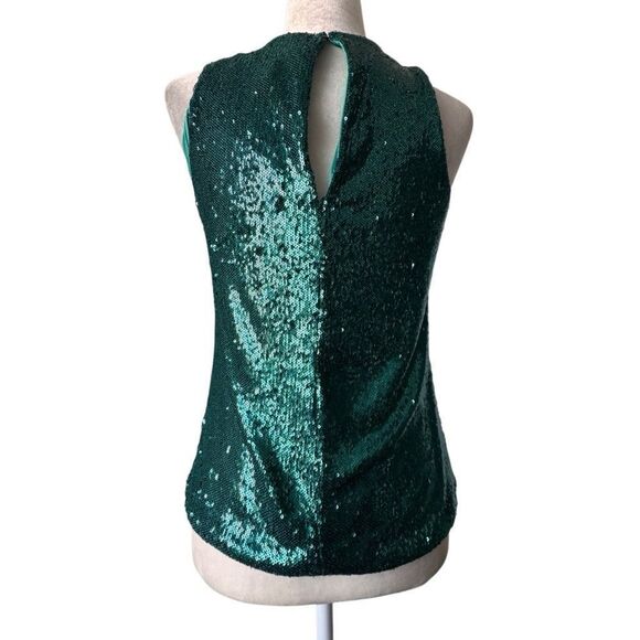 Imperial Green Sequin Tank Top Dressy Lined Party SZ S - Picture 2 of 13
